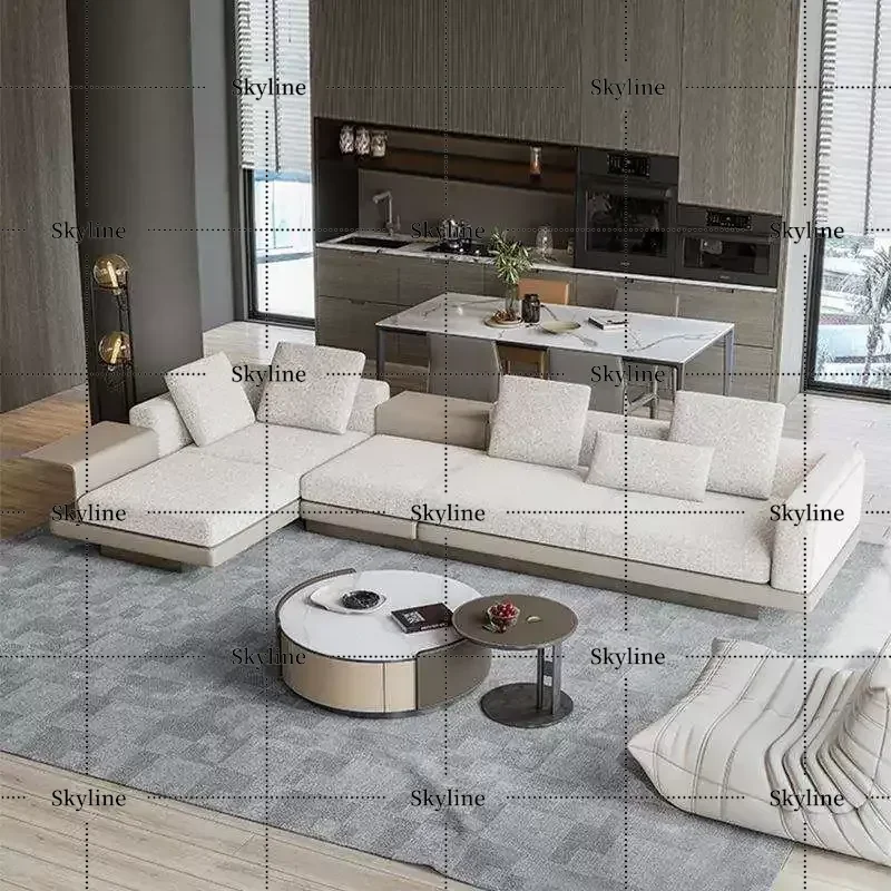 Italian Minimalist Cotton Linen Fabric Sofa Modern Simple Combination Living Room Furniture for Apartment