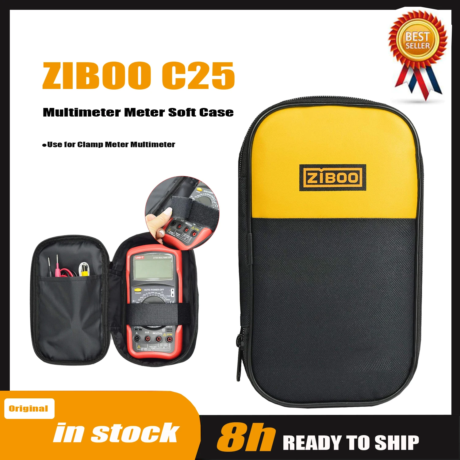 ZIBOO C35 C25 C33 Multimeter Meter Soft Case,Use for Clamp Meter Multimeter,Zipper Carry Soft Case Original Multimeter Bag Carry