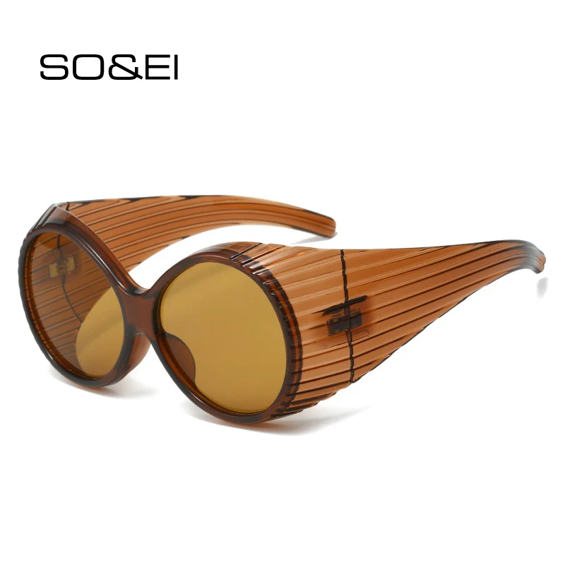 

SO&EI Vintage Oval Oversized Women Sunglasses Fashion Brand Designer Gradient Shades UV400 Men Punk Trending Sun Glasses