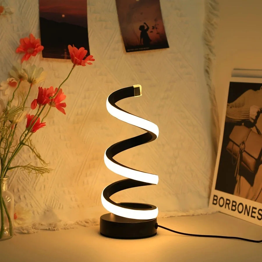

Creative Spiral LED Desk Lamp 3 Colors Dimmable Night Light Reading Light for Living Room Office Desk Bedroom Bedside Decoration