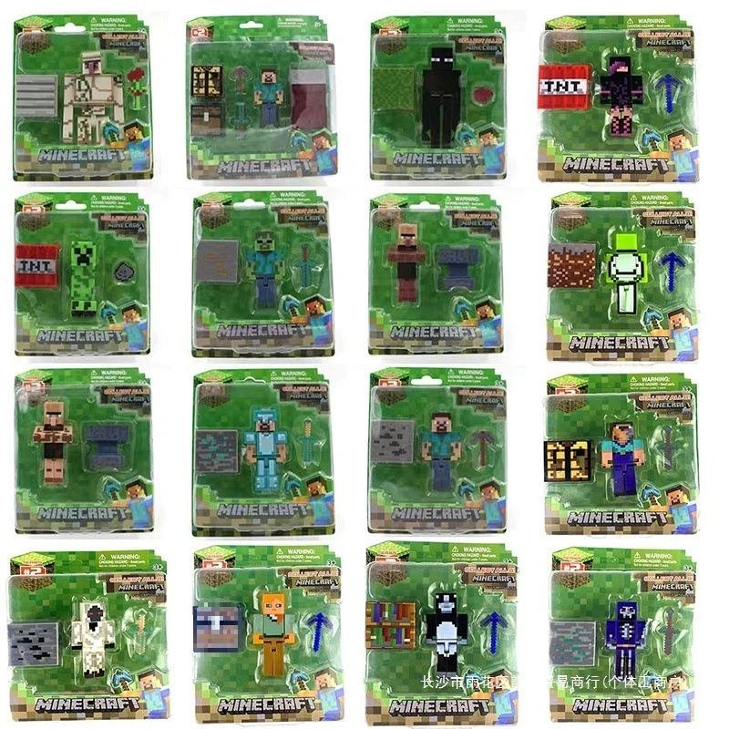 Minecraft Steve Alex Zombie Villager Action Figures Model Anime MC Game Puzzle Assembled Toy Doll Mini Weapon Model Kids Gifts