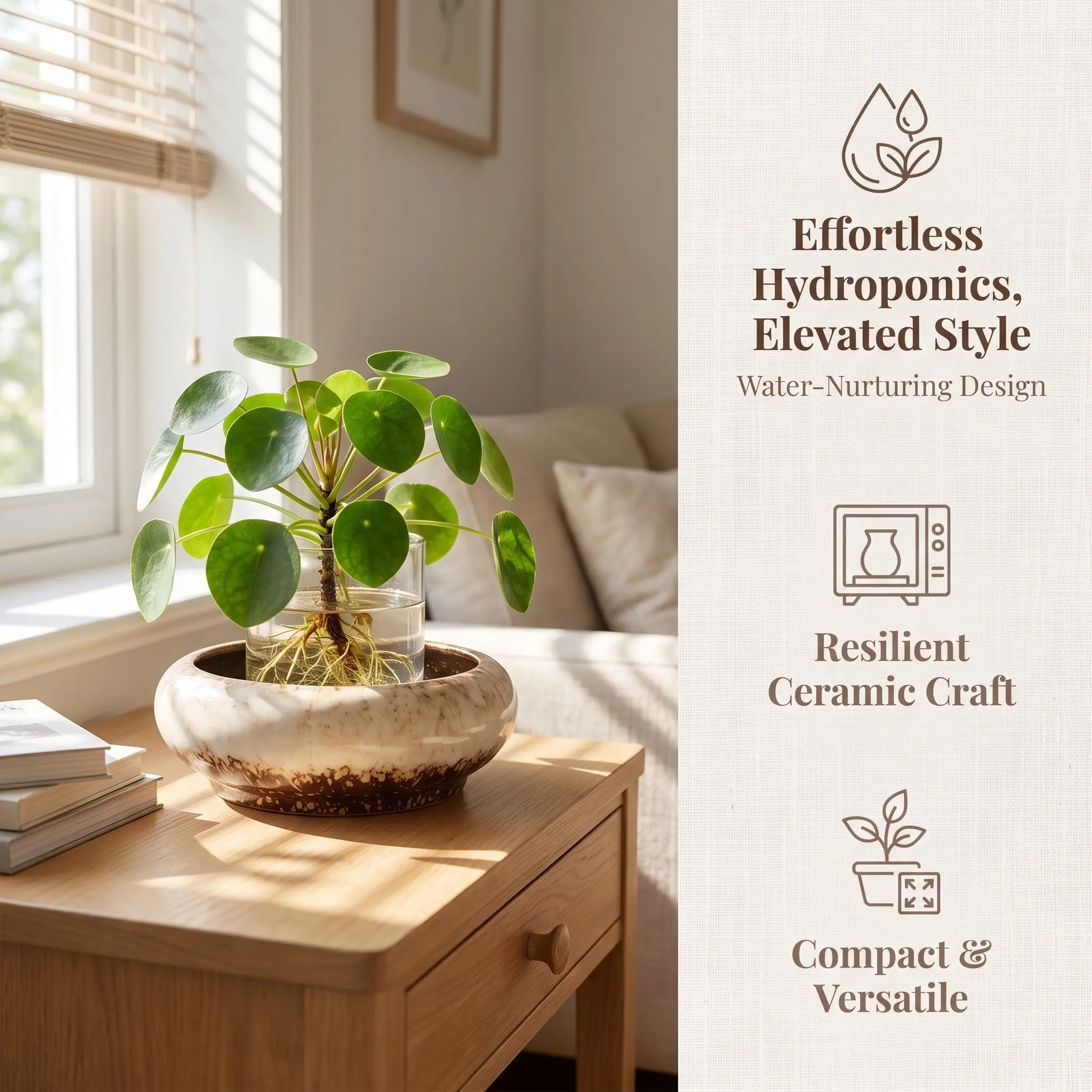 1Pcs Ceramic Flower Pot Premium Hydroponic Succulent Planter for Office Home Garden Small Desktop Gardening Vessel