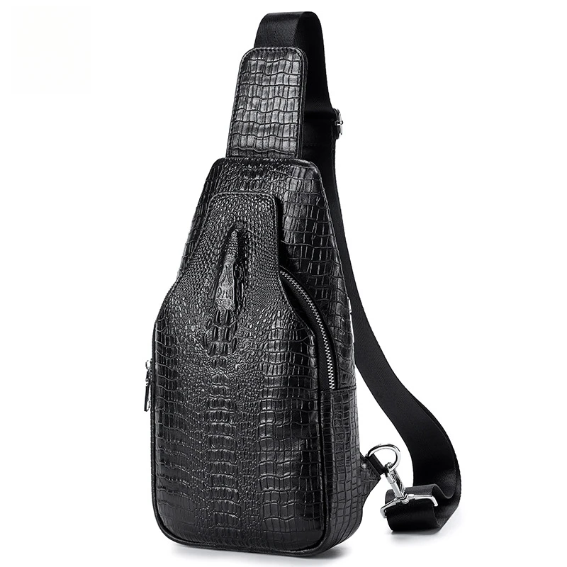 

Мужская нагрудная сумка на одно плечо из натуральной кожи с узором, модная сумка через плечо из воловьей кожи с верхним слоем