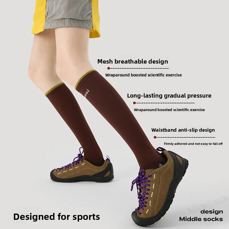 Compression Sports Socks for Women, Mid-Calf Length for Fitness, Running, Jump Rope, Yoga, Slimming Legs, Compression Calf Socks