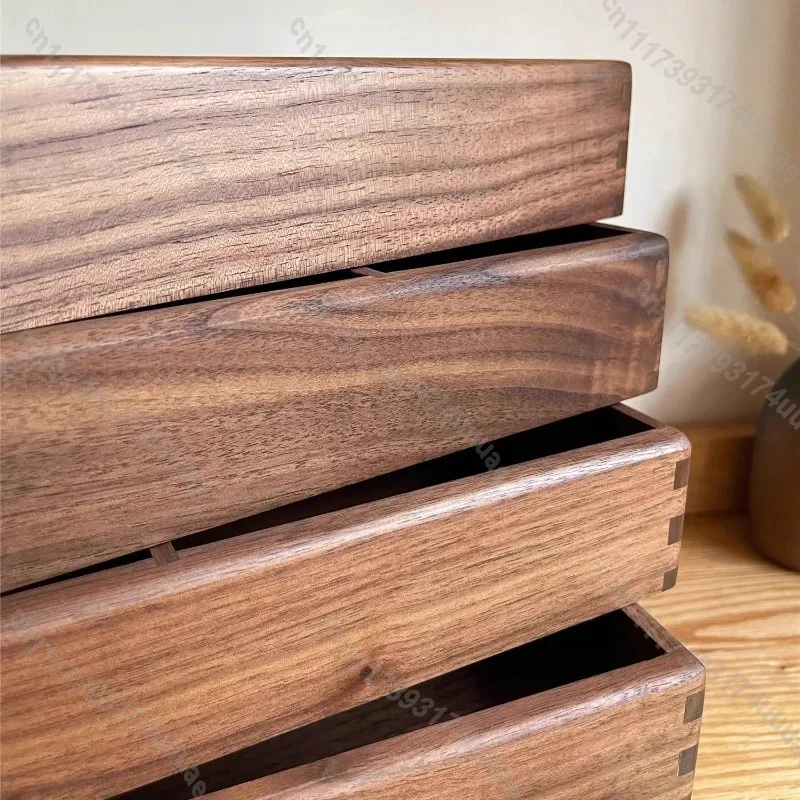 Compartment Solid Walnut Desk Organizer, Precision‑Crafted Wooden Storage Box for Office Stationery Supplies