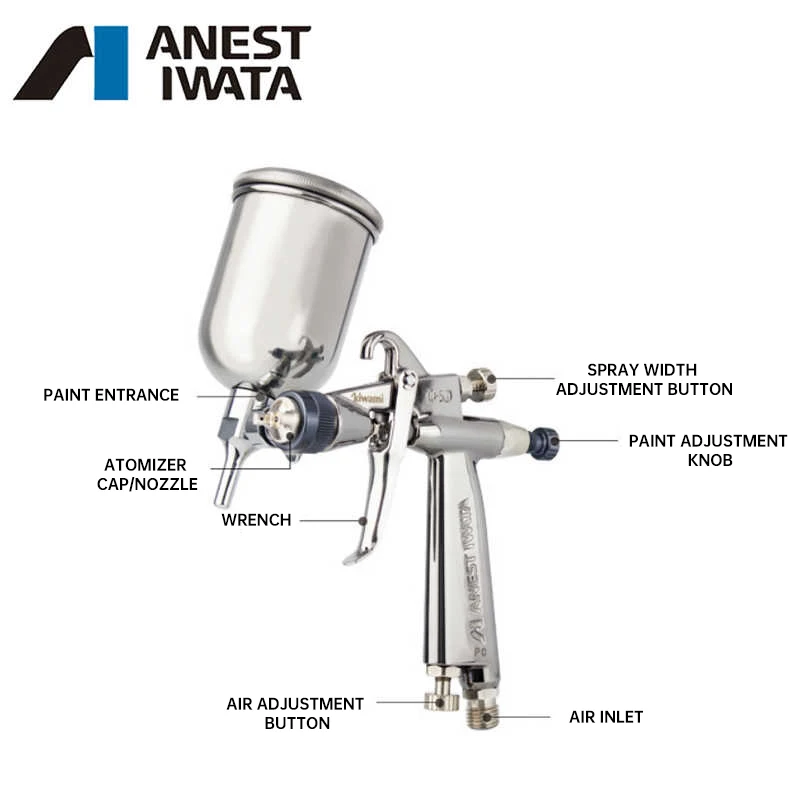Original IWATA W-50-136BGC HVLP Spray Gun Professional Car Paint Tool 130cc Cup for Auto Furniture Refinishing High Atomization