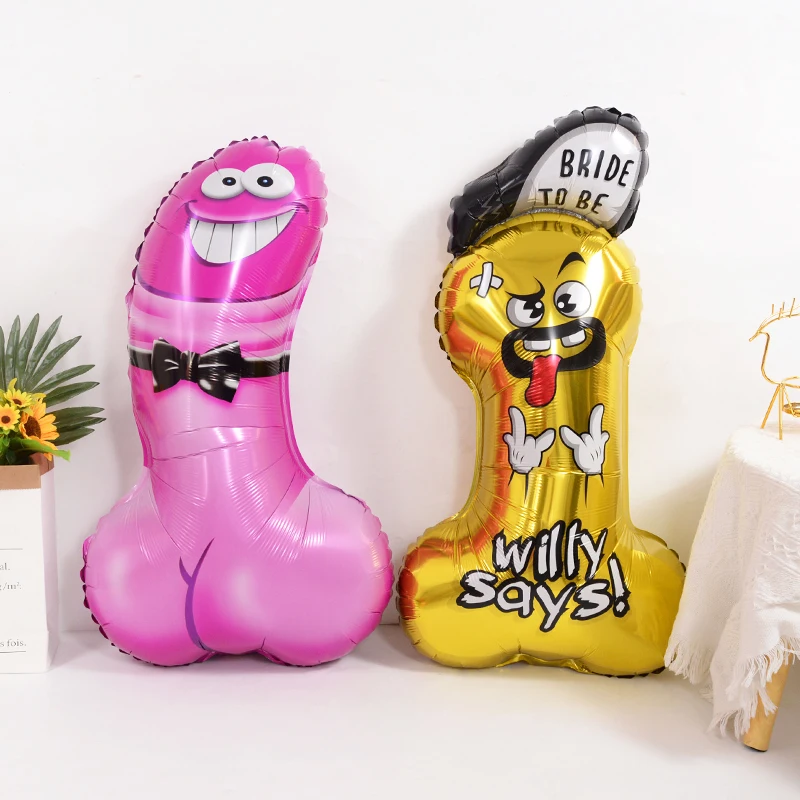 Funny Penis Foil Balloon Big Willy Shape Inflatable Ballons Bachelorette Party Bride To Be Decor Globos Hen Night Party Supplies