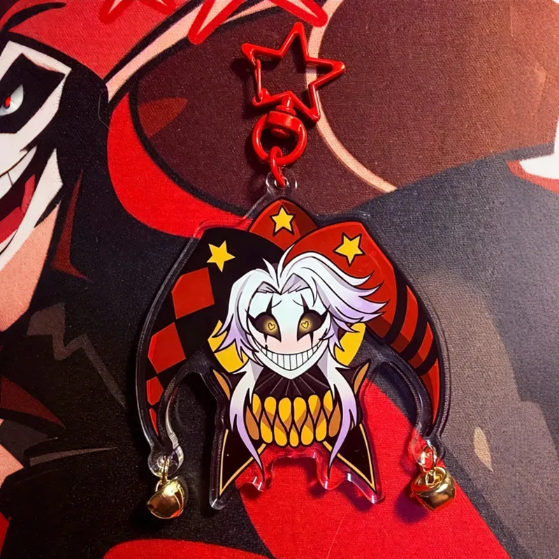 The Freak Acrylic Keychain - Pierrot Harlequin Jester Double-Sided Pendant with Bell - Gothic Anime Bag Charm for Backpack Phone