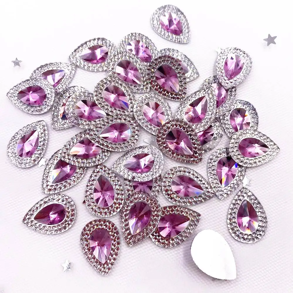 Resin Shiny Double Color Convex Crystal Drop Flatback Rhinestone  Applique DIY Wedding Scrapbook Accessories Ornament Craft