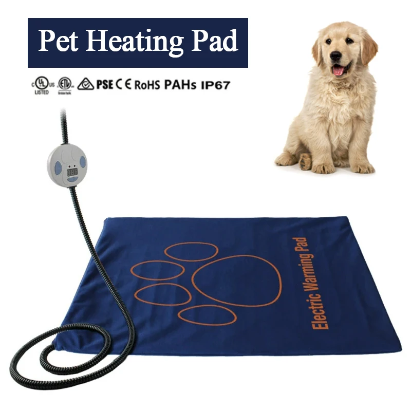 Waterproof Pet Heating Pad Electric Blanket Dog Cat Winter Warmer Pad 45×60cm Adjustable Temperature Dog Mattress US/UK/EU