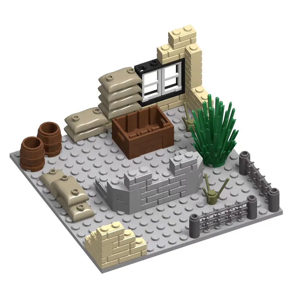 WW2 جنود الجيش العسكري الحرب العالمية 2 قاعدة عسكرية برج المراقبة نموذج تجميع اللبنات الطوب لعب الأطفال ذاتية الصنع