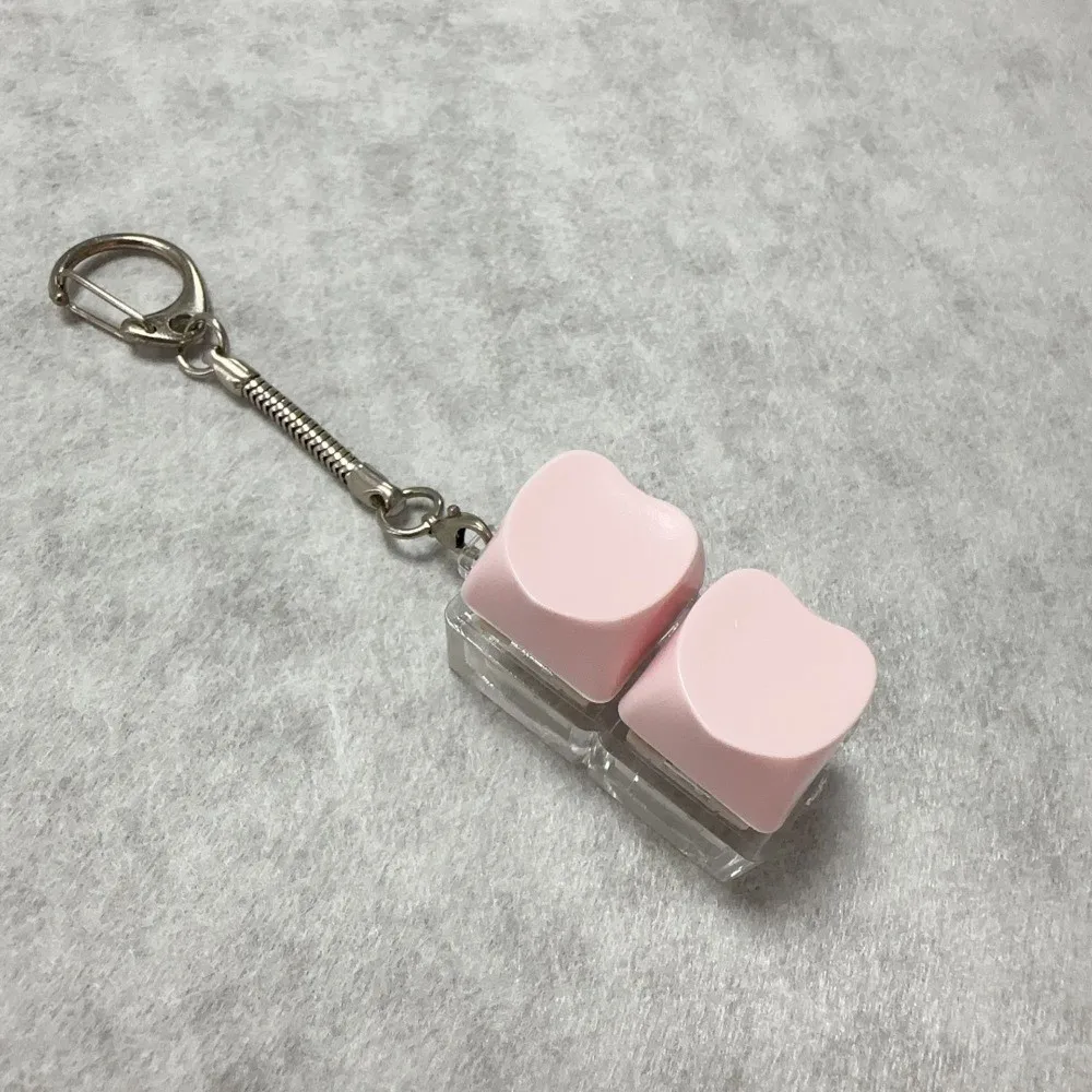 Relaxing 2 Keys Finger Keyboard Key Button Cartoon Shape Fidget Keychain Stress Relief Pass The Time Clicker Toy Adult