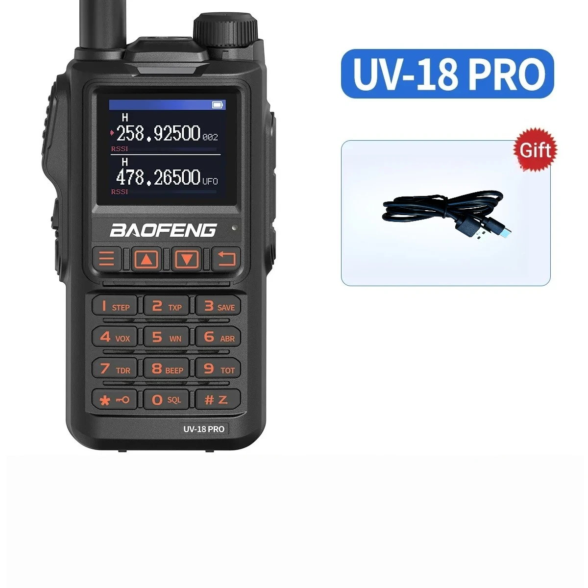 2PCS BaoFeng UV-18 PRO 워키 토키 장거리 트라이 밴드 무선 복사 주파수 999CH Type-C 충전기 양방향 라디오 UV-5R 17