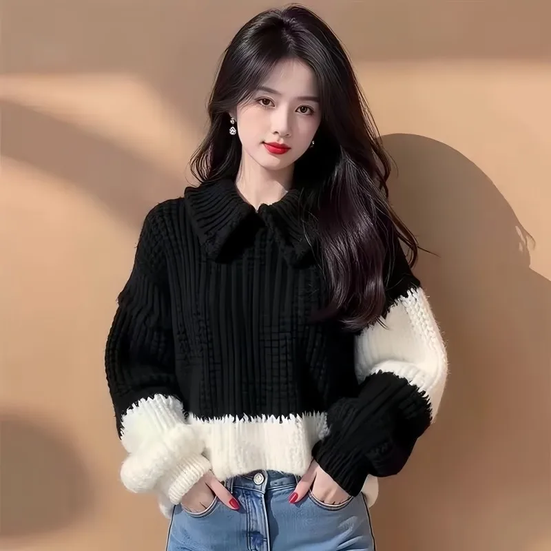 

Осень-зима женские Trashy Y2k винтажные темные академические пуловеры Tie Dye укороченный свитер с длинными рукавами контрастного цвета гранж трикотажные изделия