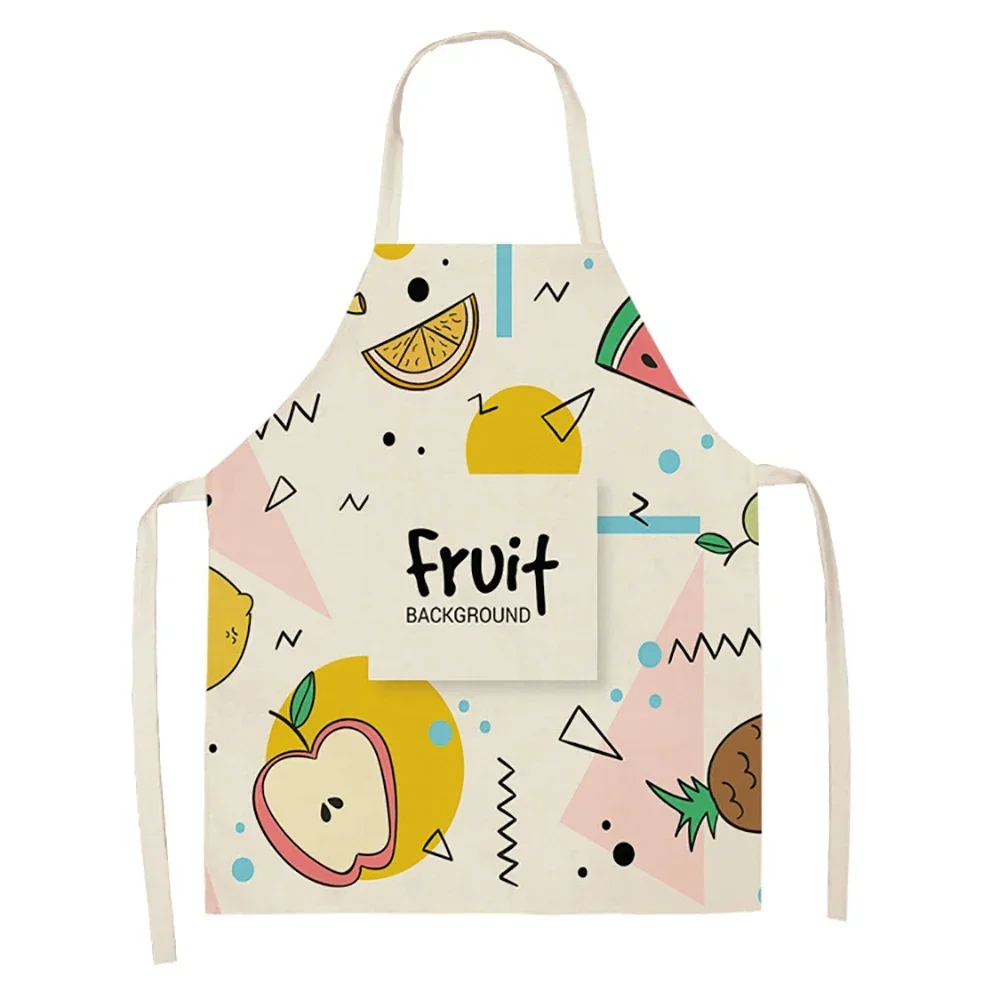 Summer Fruit Pattern Kitchen Apron Master Female Kitchen Hairdresser Children\'s Cute Apron 68X55CM