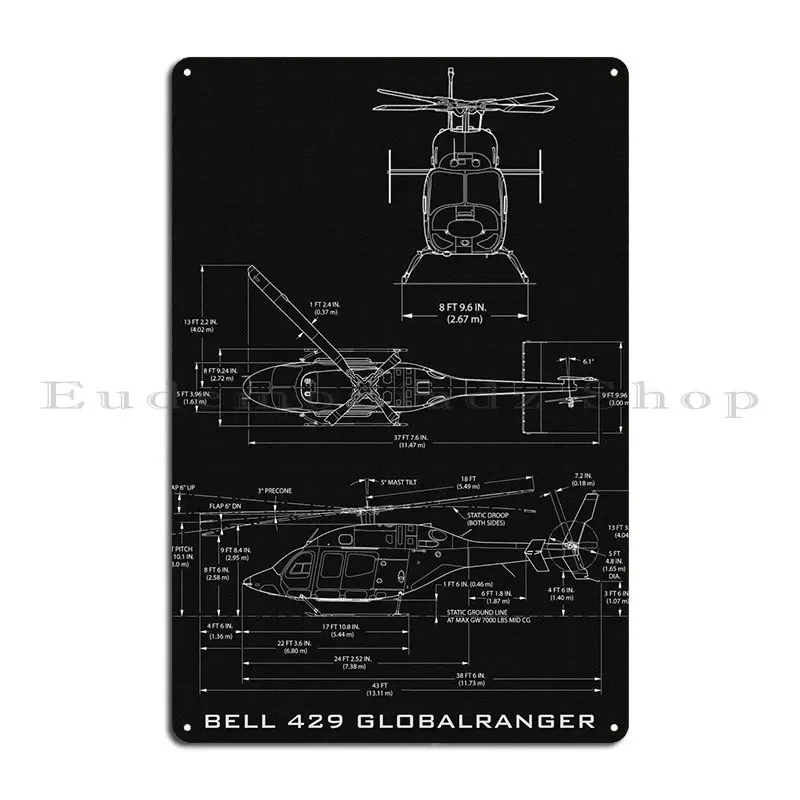 Bell 429 Global Ranger Metal Sign Poster Cinema Customize Wall Plaque Design Wall Mural Tin Sign Poster