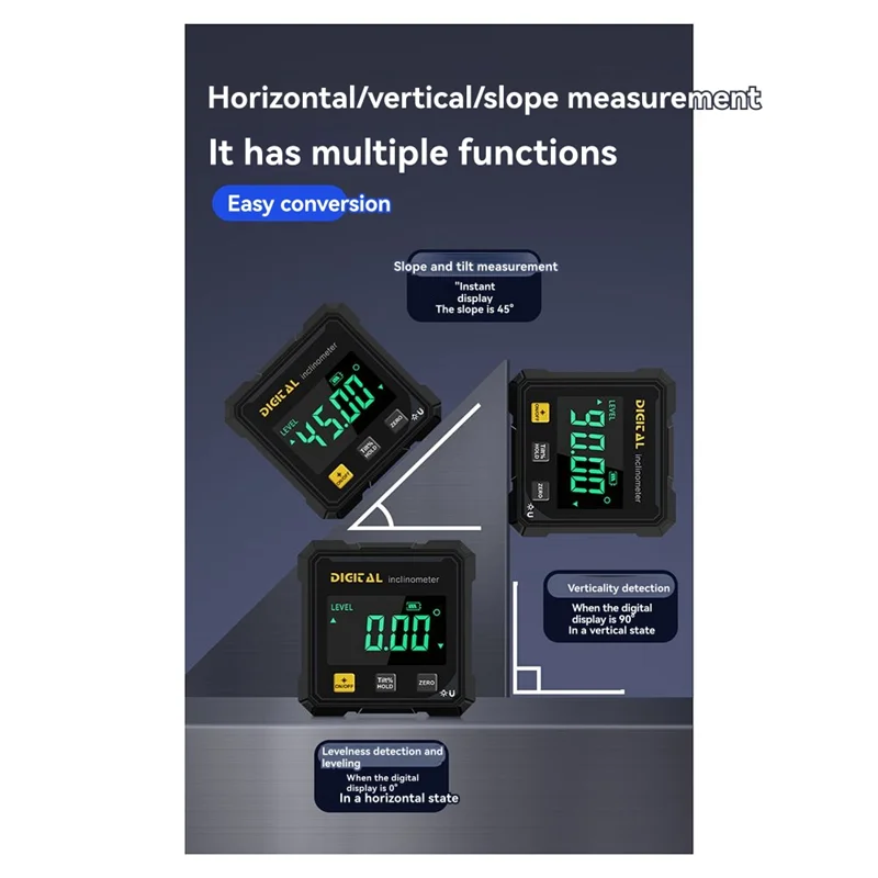 Деревообрабатывающие инструменты, 4-сторонний магнитный инклинометр, цифровой прибор для измерения угла с измерением наклона