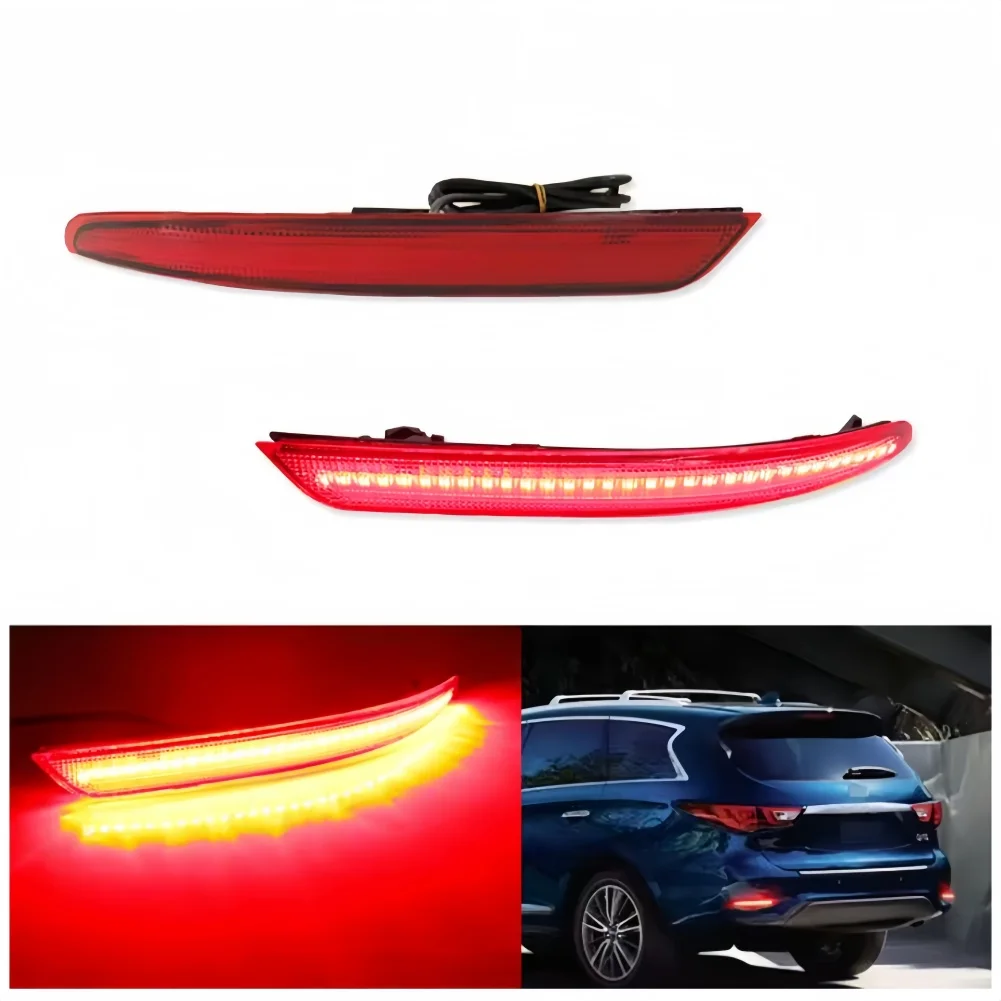 

2 шт. красные светоотражающие накладки на задний бампер (левая + правая) OEM 265658990D, 265608990D для INFINITI QX60 2016-2019