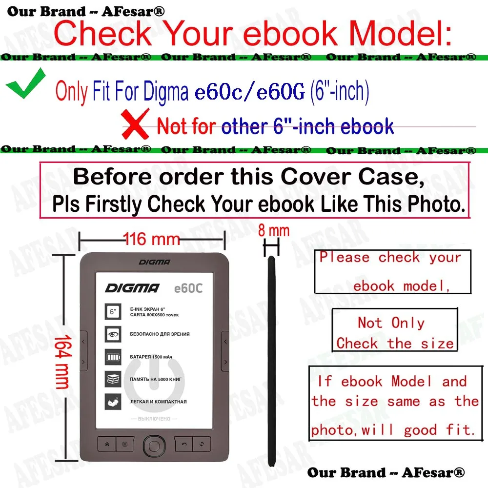 For Digma e60c PU Leather Case, Magnetic Flip Shell Cover For Digma e60G Ebook Reader Protective Case