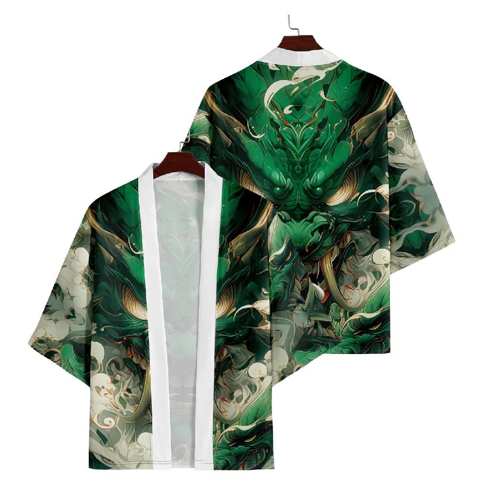 Kimono cosplay con stampa demone giapponese donna uomo cardigan Yukata Haori top streetwear oversize taglie forti
