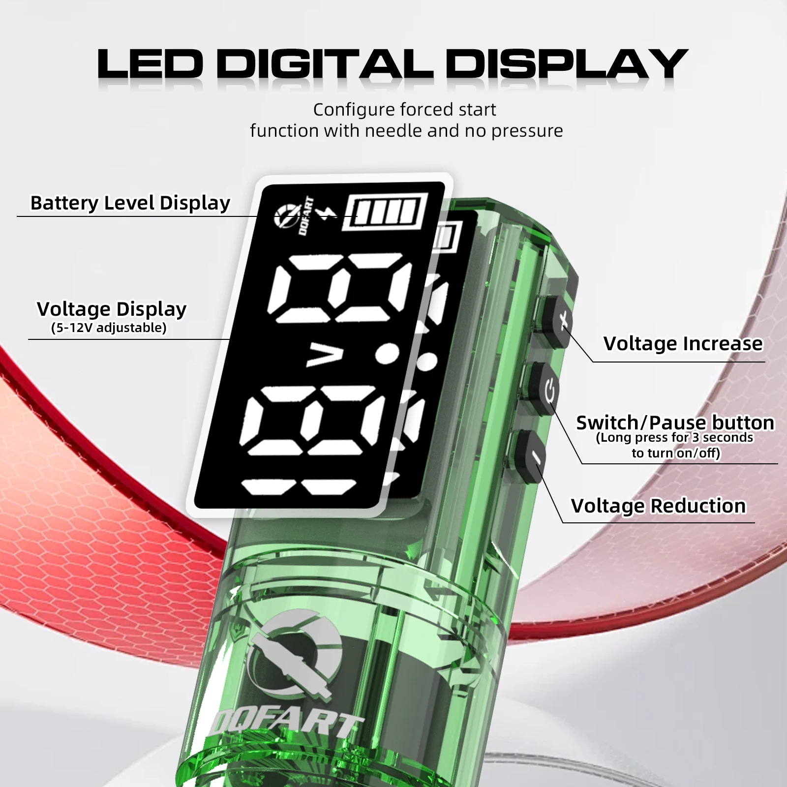 DQFART مجموعة الوشم اللاسلكية قلم الوشم 1600mAh آلة الوشم إبرة الوشم الحبر لفناني الوشم تبدأ لوازم الوشم