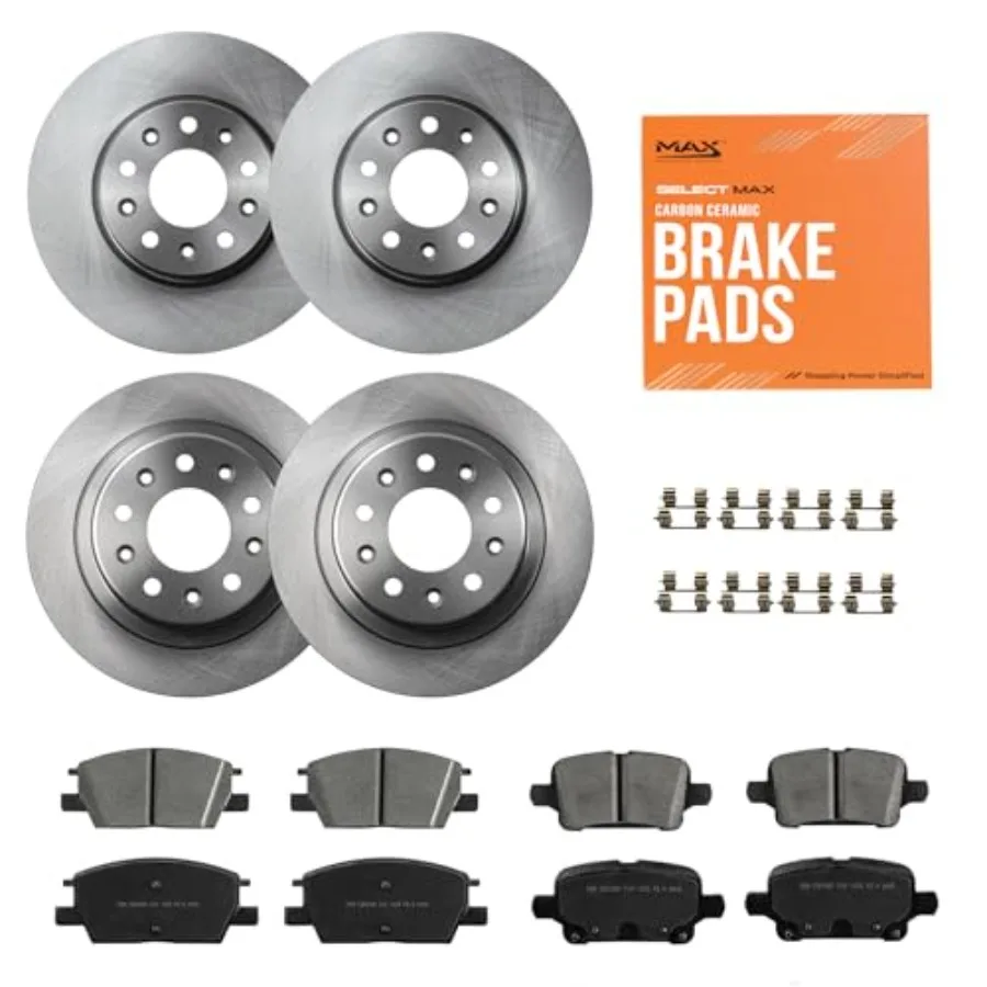 

Комплект передних и задних тормозов Max Advanced Brakes для Chevy Equinox Malibu 2018-2021 гг., сменным передним ротором 11.81, диск премиум-класса OE