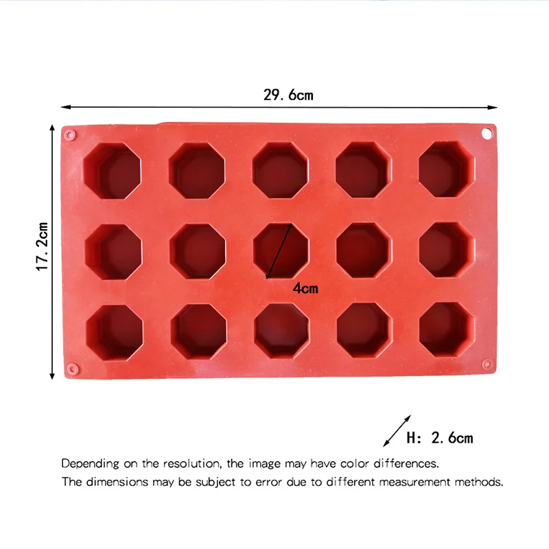 15 Cavity Octagonal Column Silica Gel Mold Pudding Jelly Chocolate Mould DIY Baking Decorating Tools