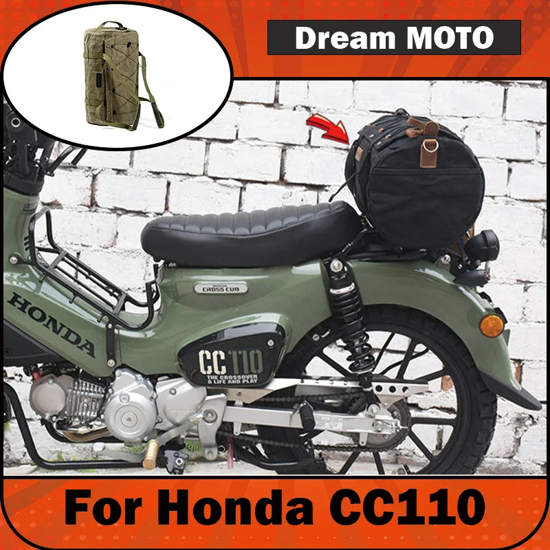 【Premium】For Honda CC110 motorcycles: retro-style rear seat bag, waterproof travel bag, canvas carrying bag for motorcycles