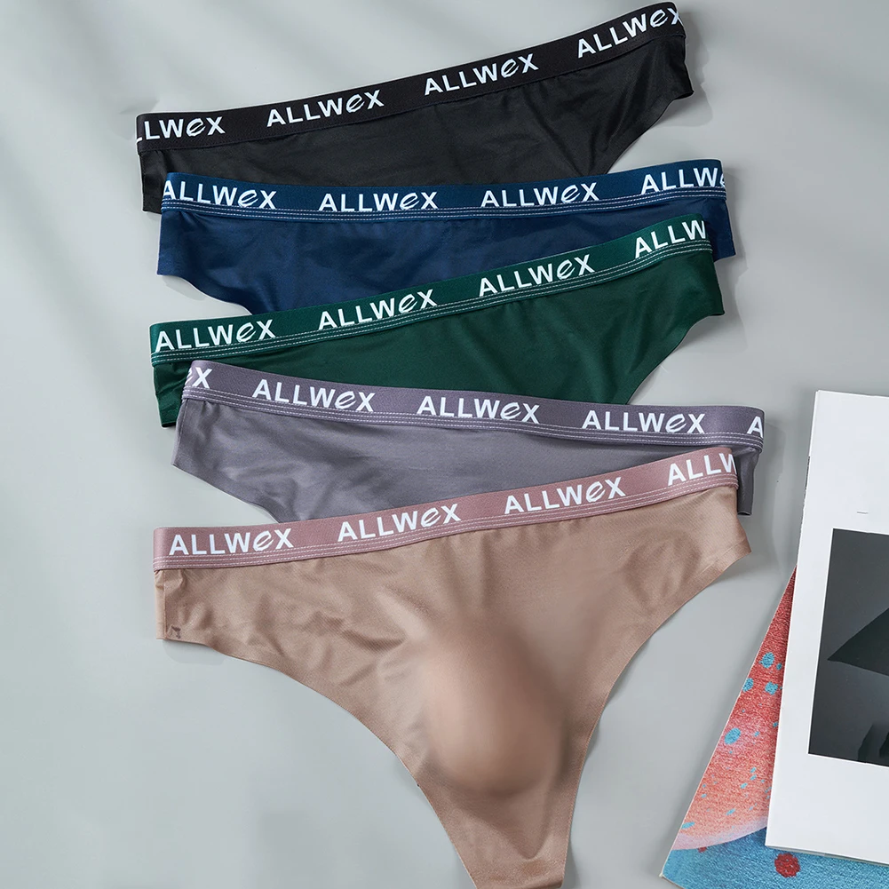 

Breathable Ice Silk Seamless Thong Underwear for Men Bulge Pouch G string Soft Knickers 50 Polyamide 50 Spandex