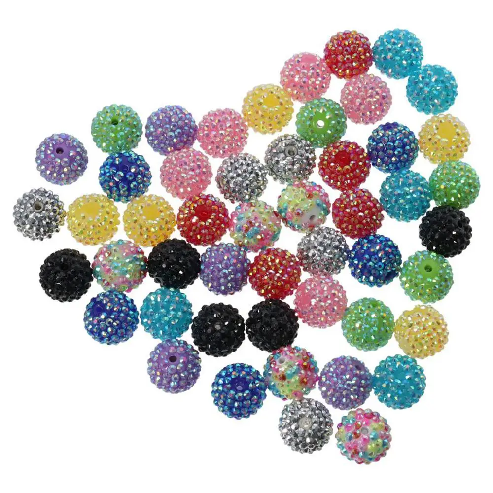 Resin and rhinestones Chunky Bubblegum Beads Multicolor Round Disco Ball Beads Disco Crystal Beads Jewelry Accessories