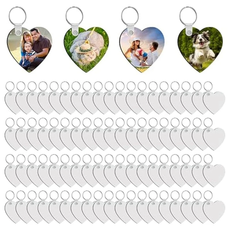 240Pcs Heart-Shaped Sublimation Keychain Blanks Double-Sided With 160 Rings And Clips Craft Set