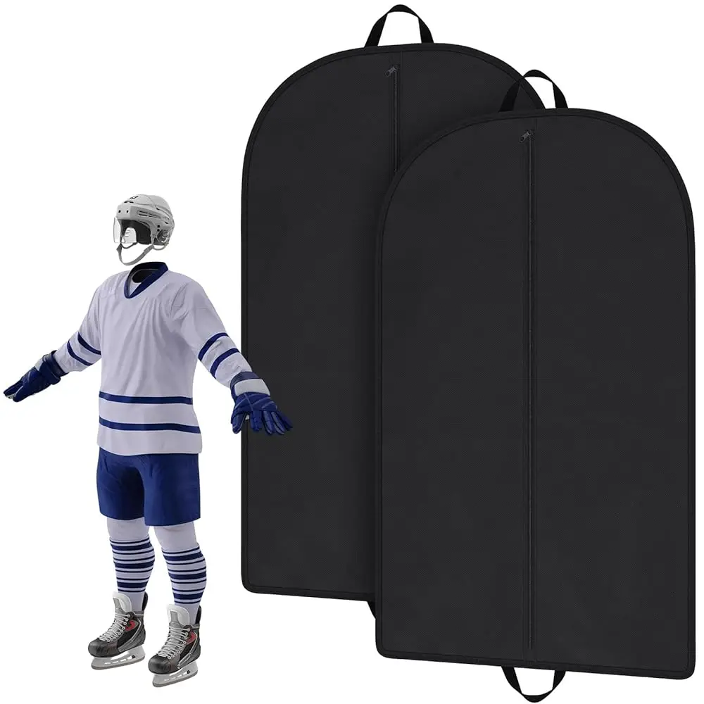 2 pcs Hockey Jerseys Garment Bag, Heavy Duty Individual Garment Bag for Hockey Jerseys, Foldable Carry On Hanging Travel Bag