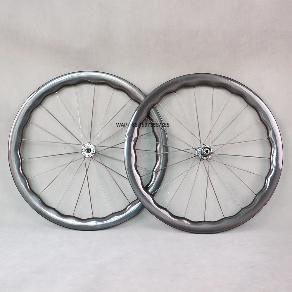 

Full Carbon Road Disc Carbon Wheels Bike Wave Rims Wheelset Bicycle Carbon Fiber Spokes Ceramic Bearing Titanium Hub 50*28mm