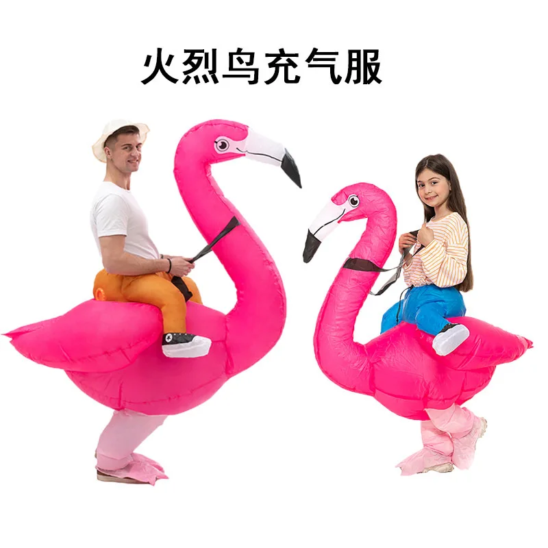 

Flamingo Inflatable Costume Adult Kids Riding Bird Mascot Air Blow Up Suit Carnival Festival Cosplay Clothes Atmosphere Party