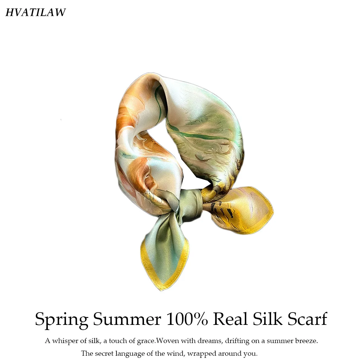 

2026 Luxury 100% Pure Silk Scarf Women 53cm Square Neck Hair Foulard Bandana Small Headband Hijab Print Poncho Pashmina Hairband