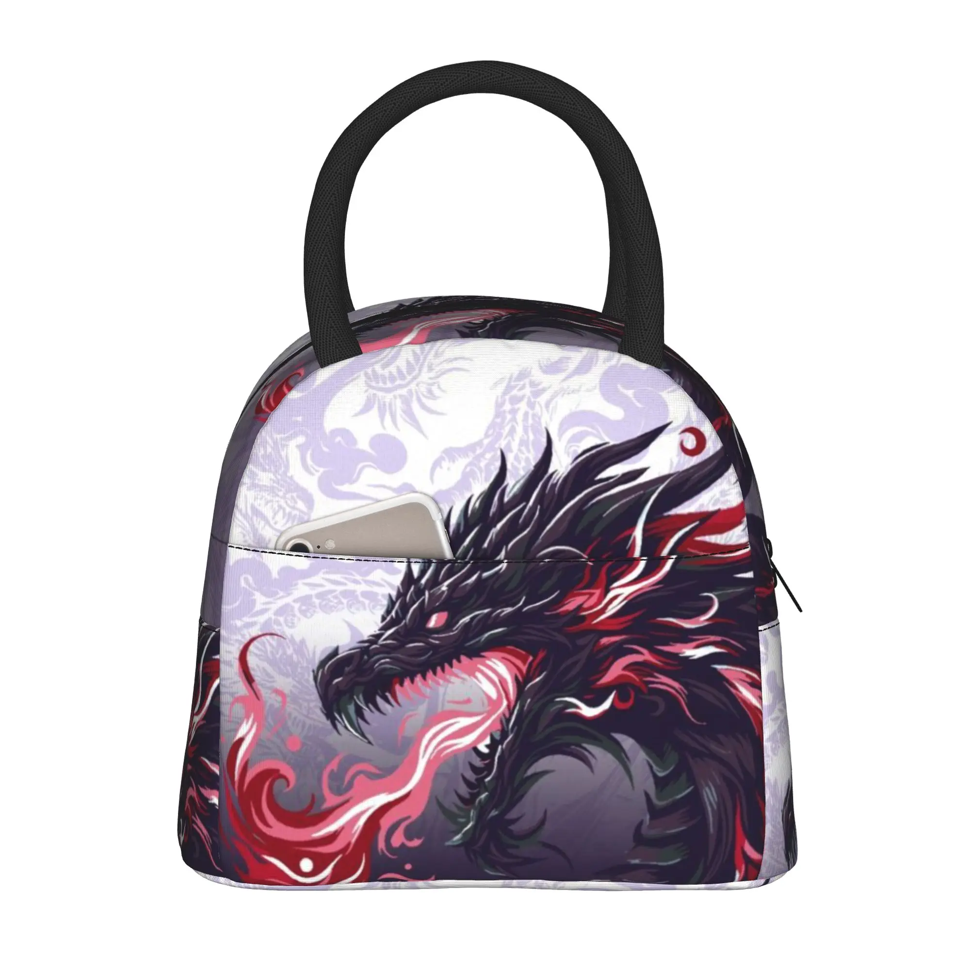 Back to school season  Snack Bag Dark Purple Dragon Fantasy Art Vintage High Street Classic Leakproof Lunch Bag