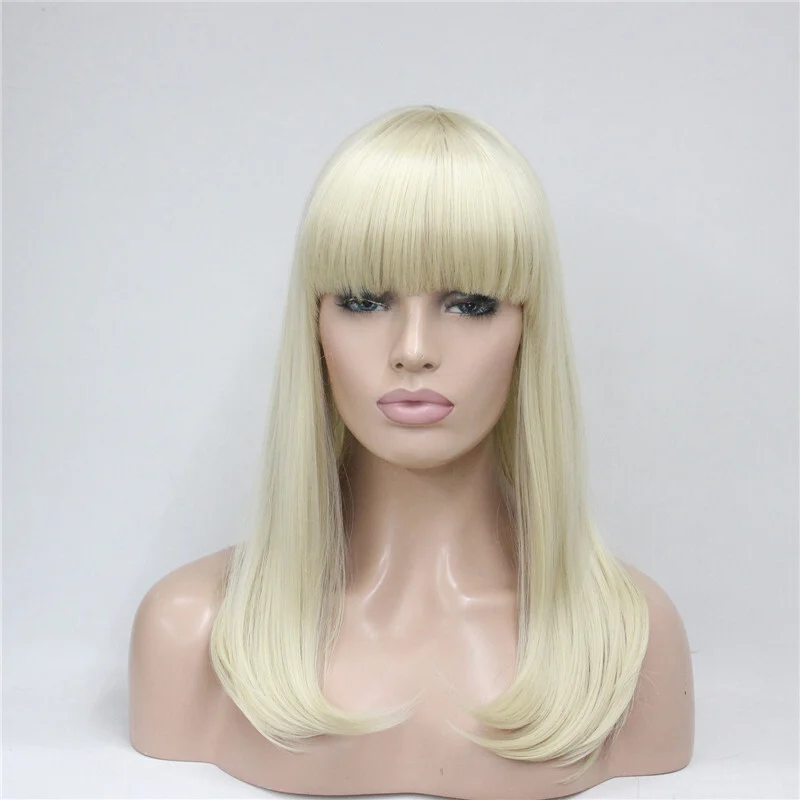 

Women Long Straight Girl Golden Human Hair Wig