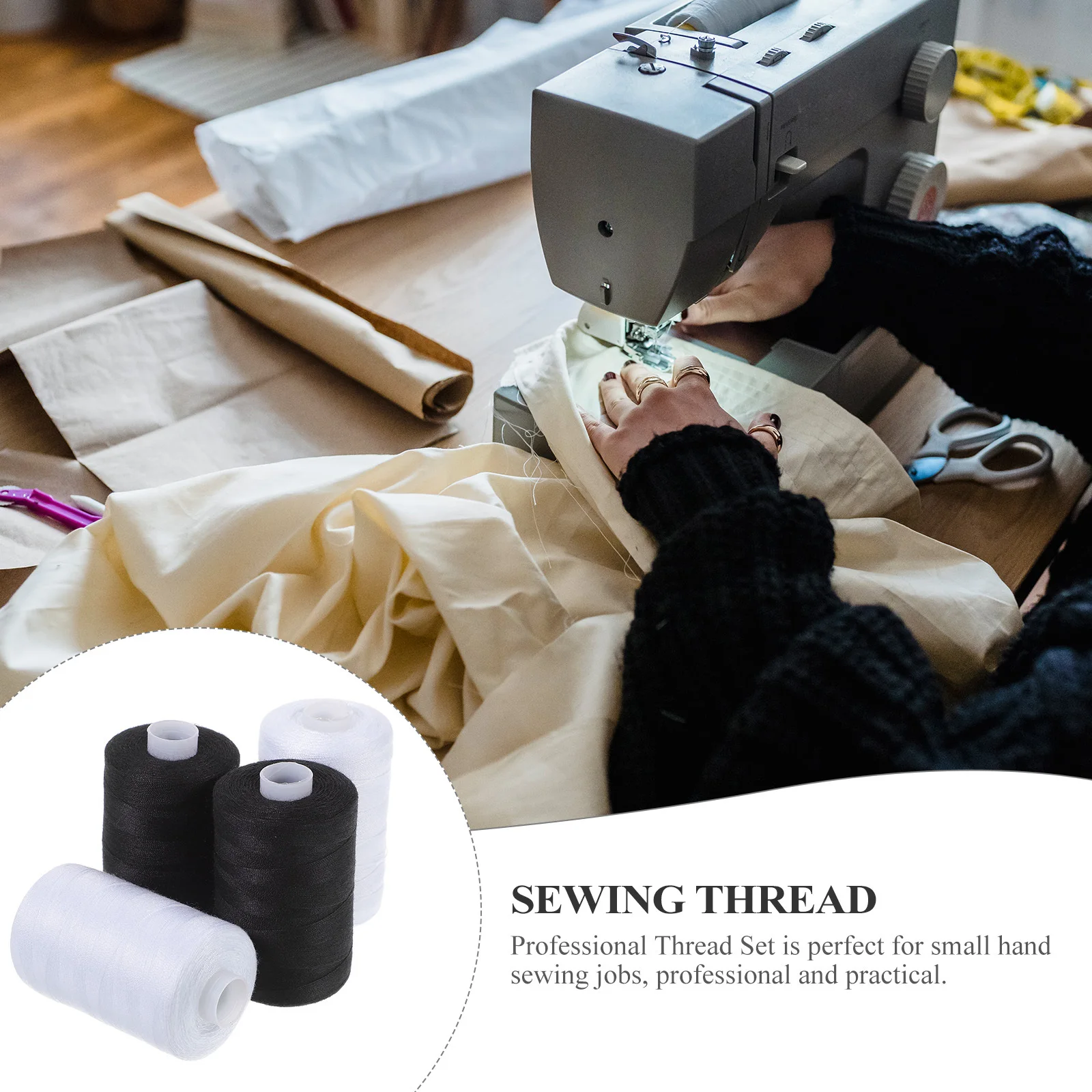 

4 Rolls Sewing Thread Set Portable Kit for Home Beginners Professional Hand Sewing Accessories Hand Thread Set