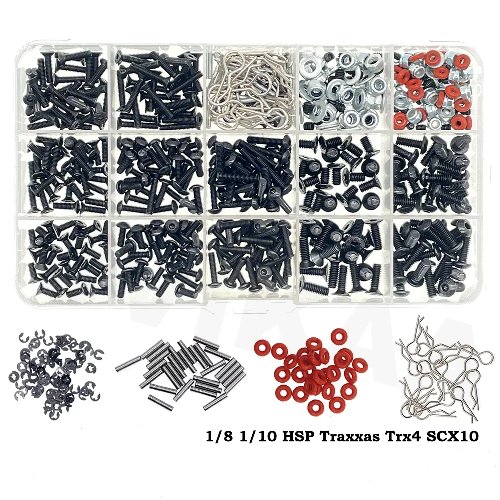 M3 M4 مسامير معدنية المكسرات صندوق ل 1/8 1/10 RC الزاحف سيارة محوري HSP TRX4 SCX10 90046 Redcat Mst RC نموذج سيارة إصلاح أجزاء صندوق الأدوات