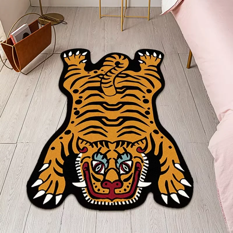 VIKAMA Domineering Tiger Carpet Personality Shaped Doormat Rug For Bedroom Living Room Floor Mat Machine Washable Home Decor
