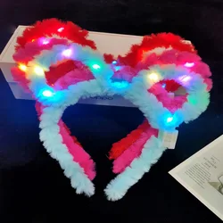 1Pc Cute LED Plush Bear Ear Headband Kids Adult Festival Light Up Hairband Wedding Brithday Cosplay Party Glow Hair Accessories