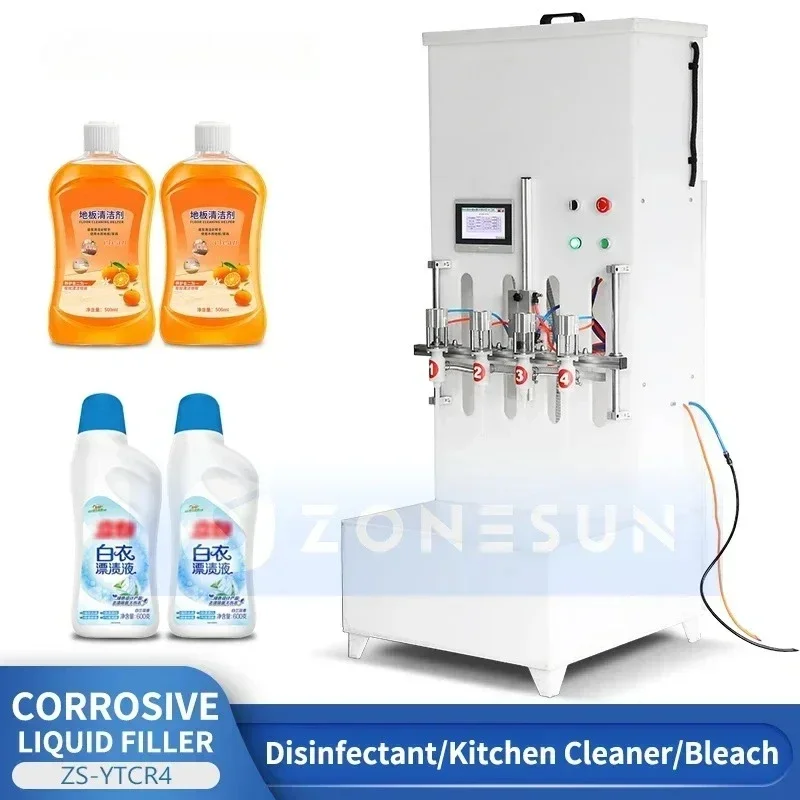 

ZONESUN Semi-Automatic Kitchen Cleaner Pesticide Bleach Filling Machine Corrosive Liquid Filler Machine ZS-YTCR4