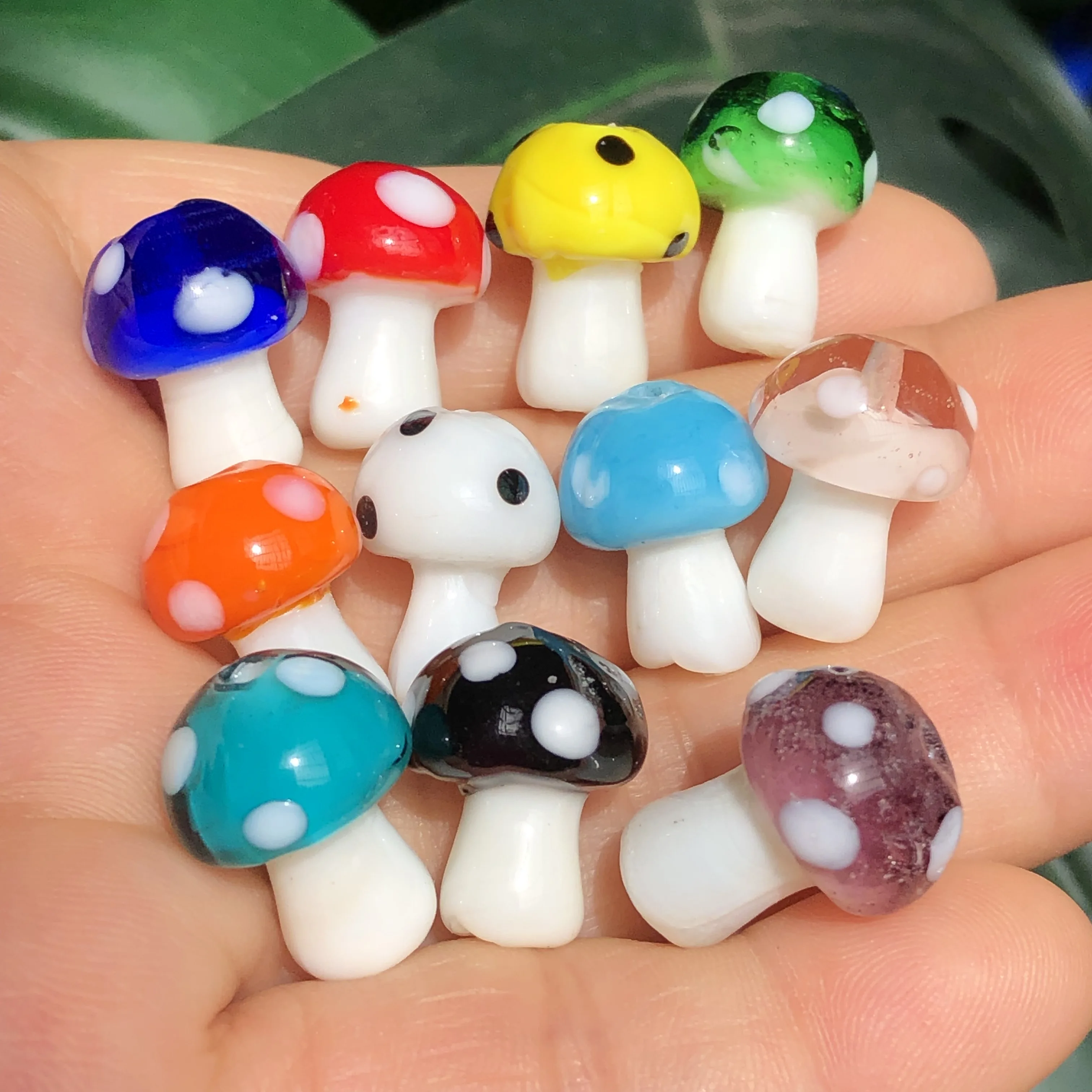 Transparente Pilz-Lampwork-Glasperlen für DIY-Handwerk, Schmuckherstellung, Zubehör, Ohrringe, 10 x 13 mm, 12 x 17 mm