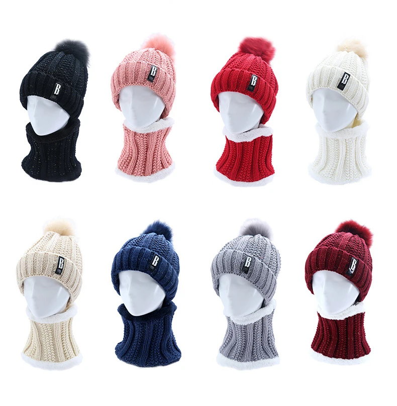 New fashion warm woolen hat for women hot autumn and winter Thermal cap for girl beanies fur pompom patchwork cable woolen hat