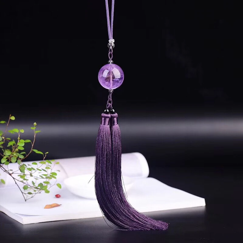 Natural 30mm Amethysts Quartzs Sphere Healing Gems Stone  Car Hanging Charm Home Decor Ornament