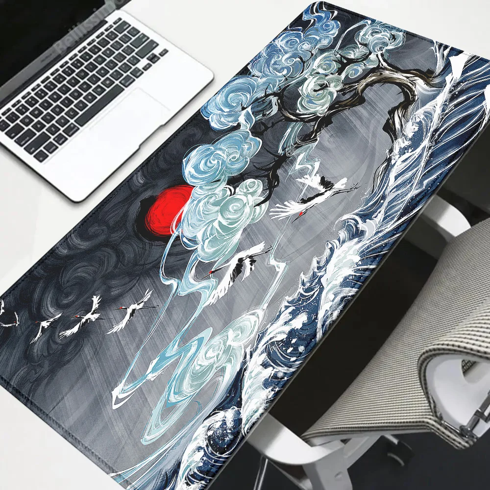 

90x40cm Large Gaming teclado mousepad Locking Edge Japan Landscape Anime Computer Rubber mouse pad Desktop Mat for Laptops forPC