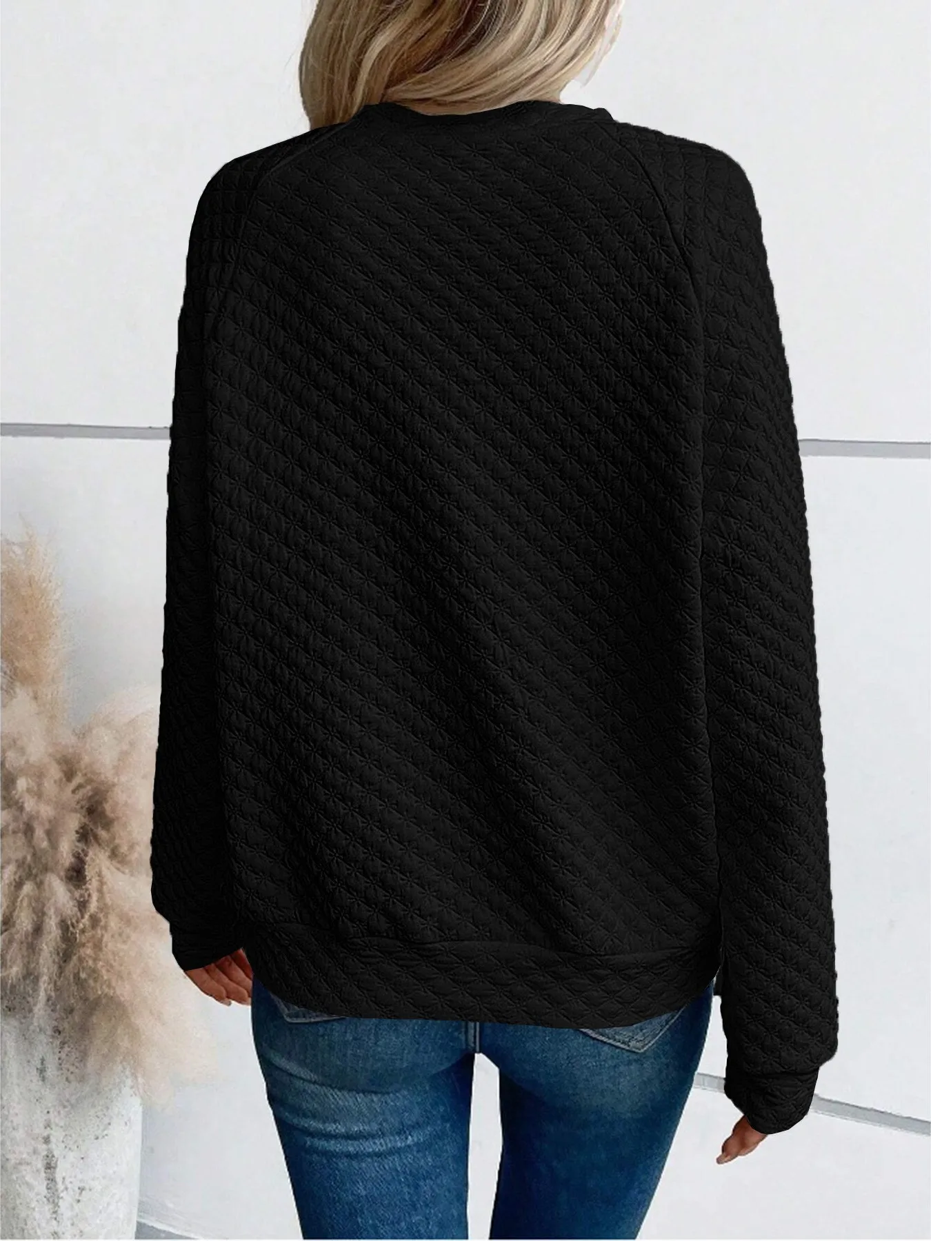 Casual Patchwork Slim Fit Commuter Hoodie with V Neck Regular Sleeve Long Sleeve Women Sweatshirt Autumn Mid Length No Hood