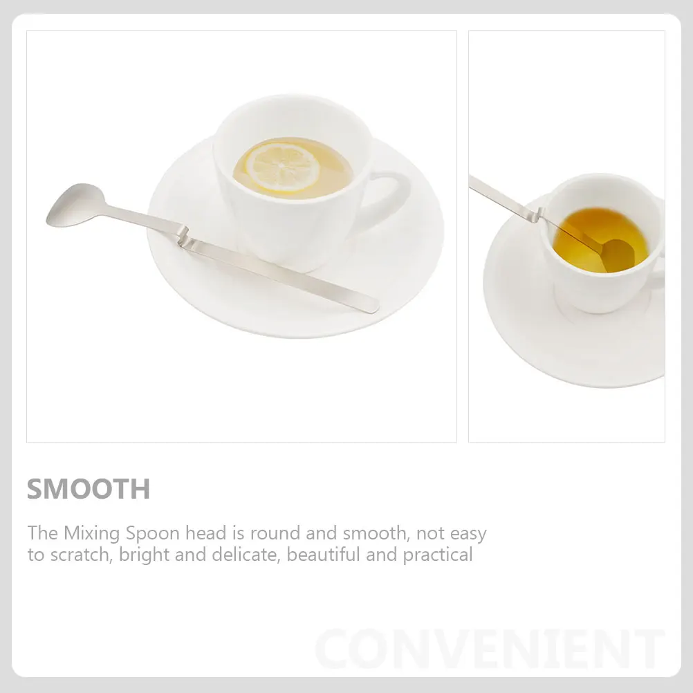 

2pcs Stainless Steel Coffee Spoons Long Handle Honey Spoon Kitchen Supply Curved Design Portable Mixing Spoons Home Hotel Use