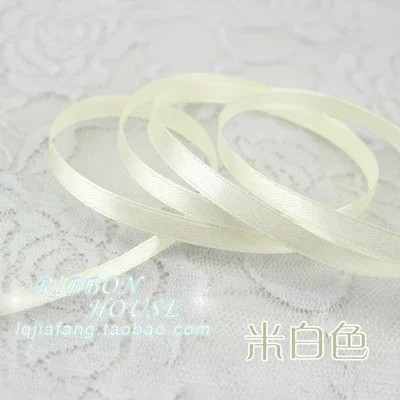 New (25 yards/roll ) 6mm Beige Cream White satin ribbon webbing decorationChristmas gift Packaging ribbons Sewing Fabric DIY