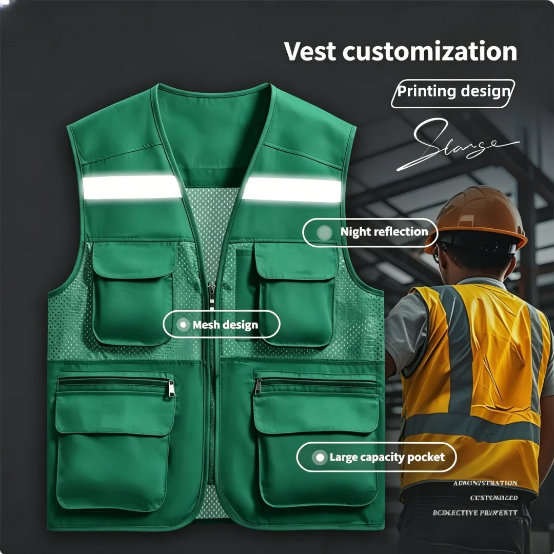 2026 Summer Mesh Work Vest Breathable Outdoor Work Vest Multi-Pocket Business Event Vest Construction Site Vest with LOGO